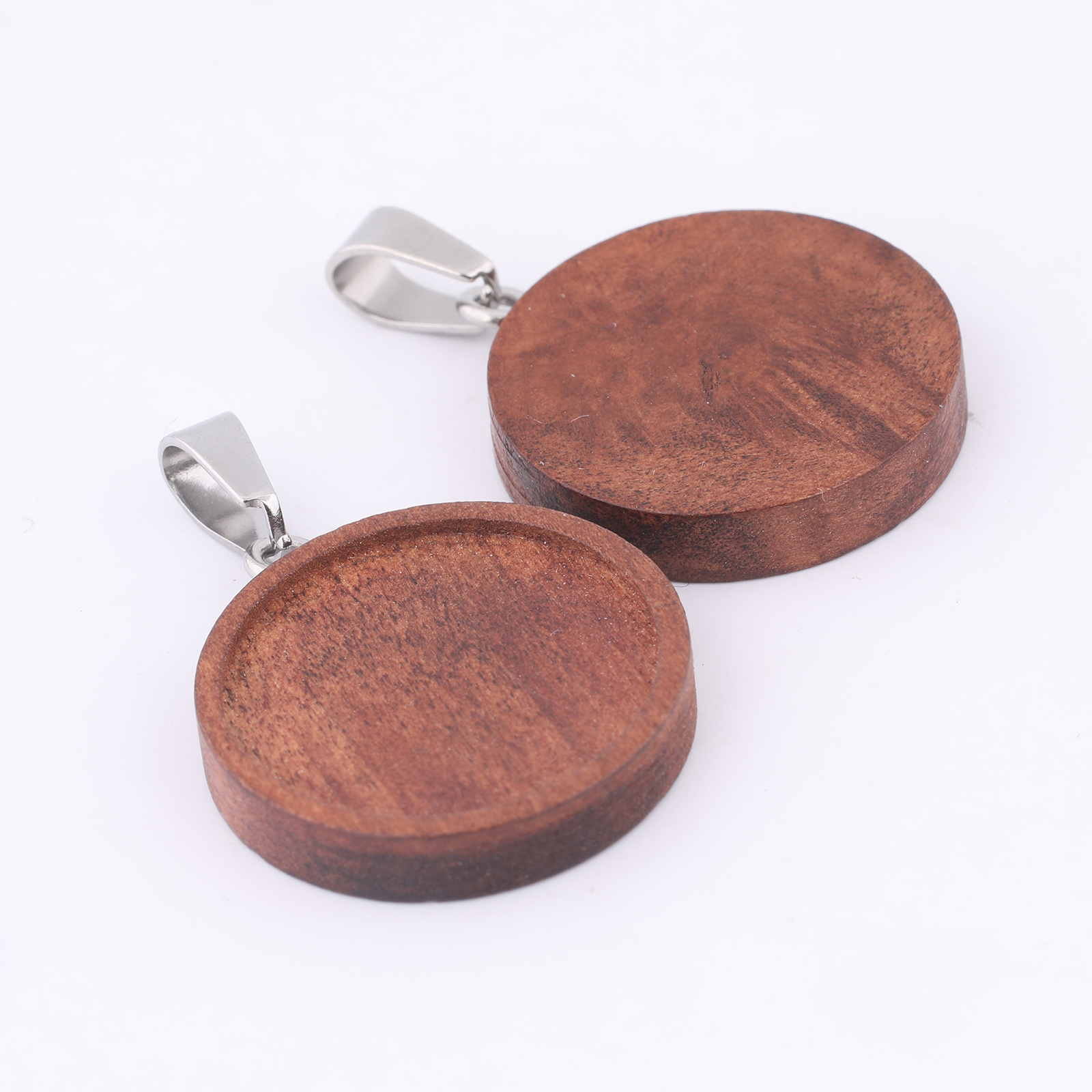 10pcs 20mm Round Wood Cabochon - Bezels Set Pendant avaliação e preço