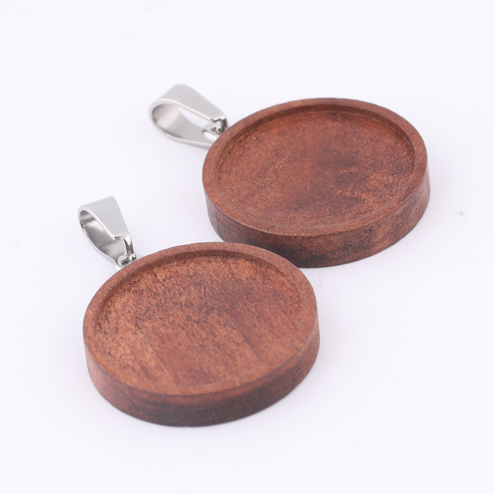 10pcs 20mm Round Wood Cabochon - Bezels Set Pendant avaliação e preço
