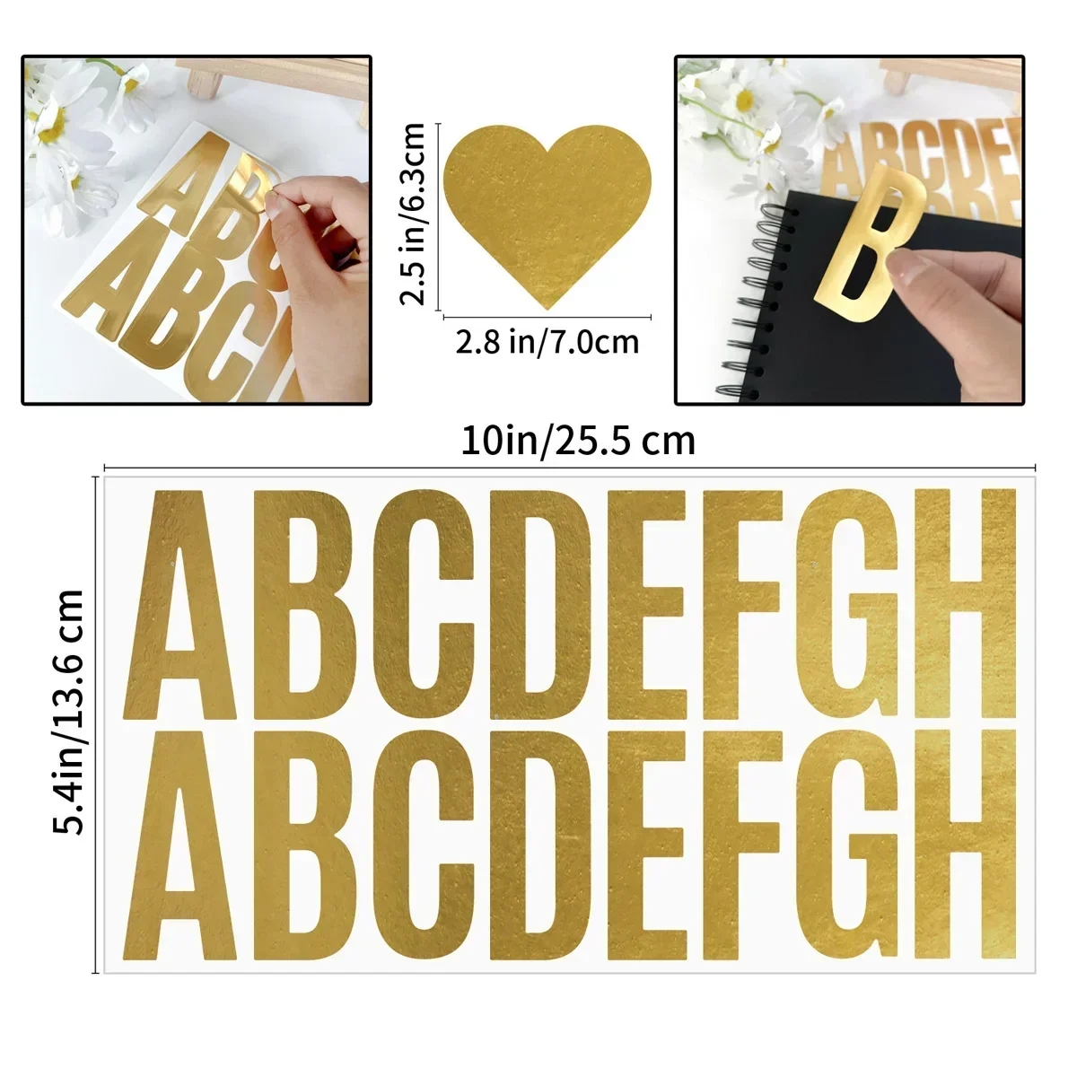 100 Pcs 6 Sheets Gold Letter S - Gold Foil Flakes avaliação e preço