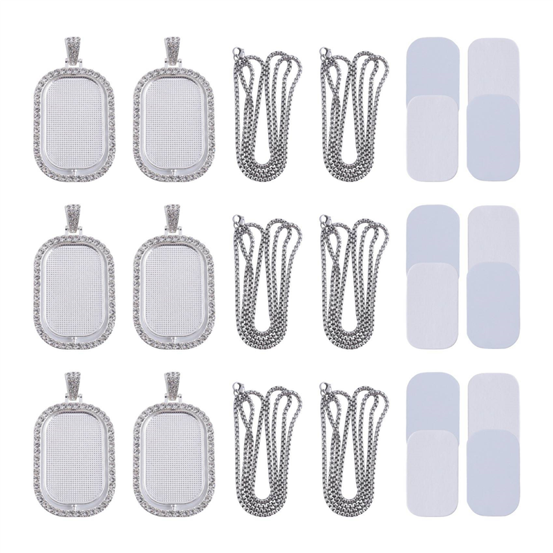WORTHOWN-48Pcs Sublimation Rhi - Bezels Set Pendant avaliação e preço