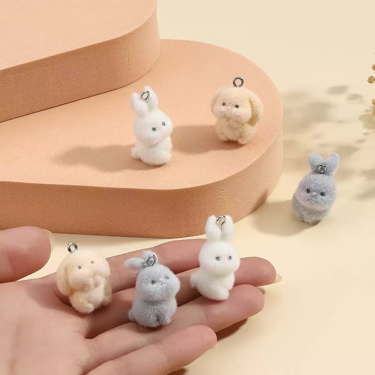 10pcs Flocking Little Rabbit R - Resin Craft Projects avaliação e preço