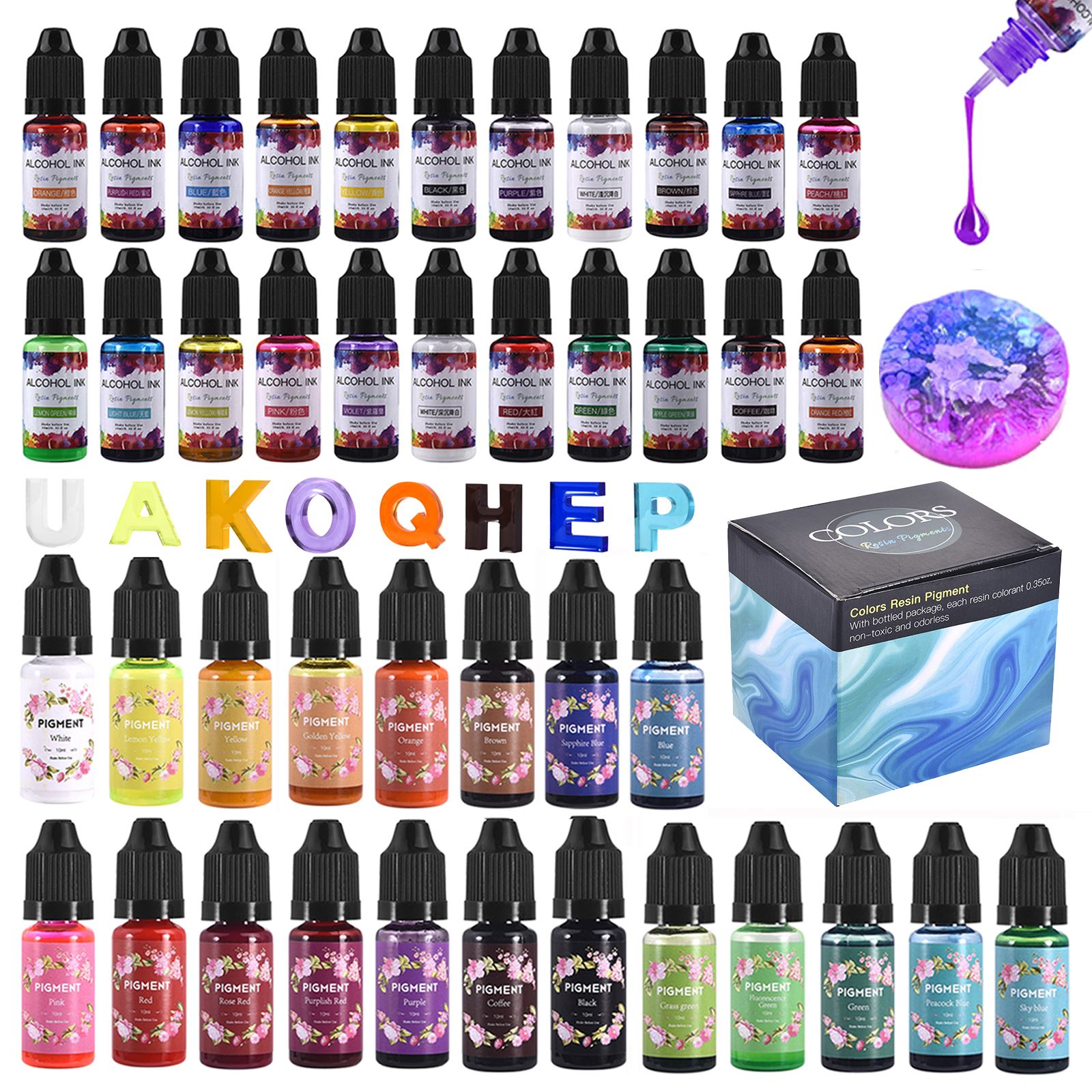 1 Set Resin Pigment Kit Art In - Resin Dye Alcohol avaliação e preço