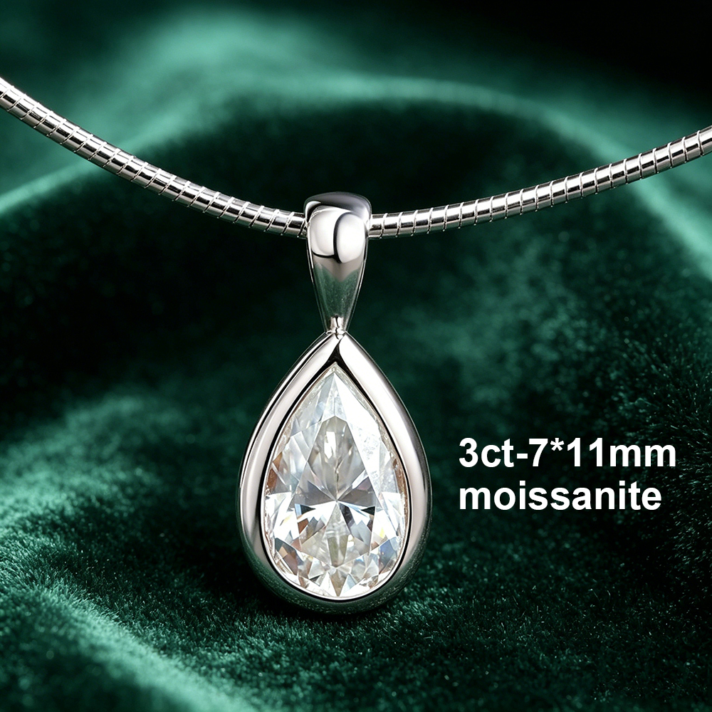 BXINY 3CT Bezel Set Pear Cut M - Bezels Set Pendant avaliação e preço